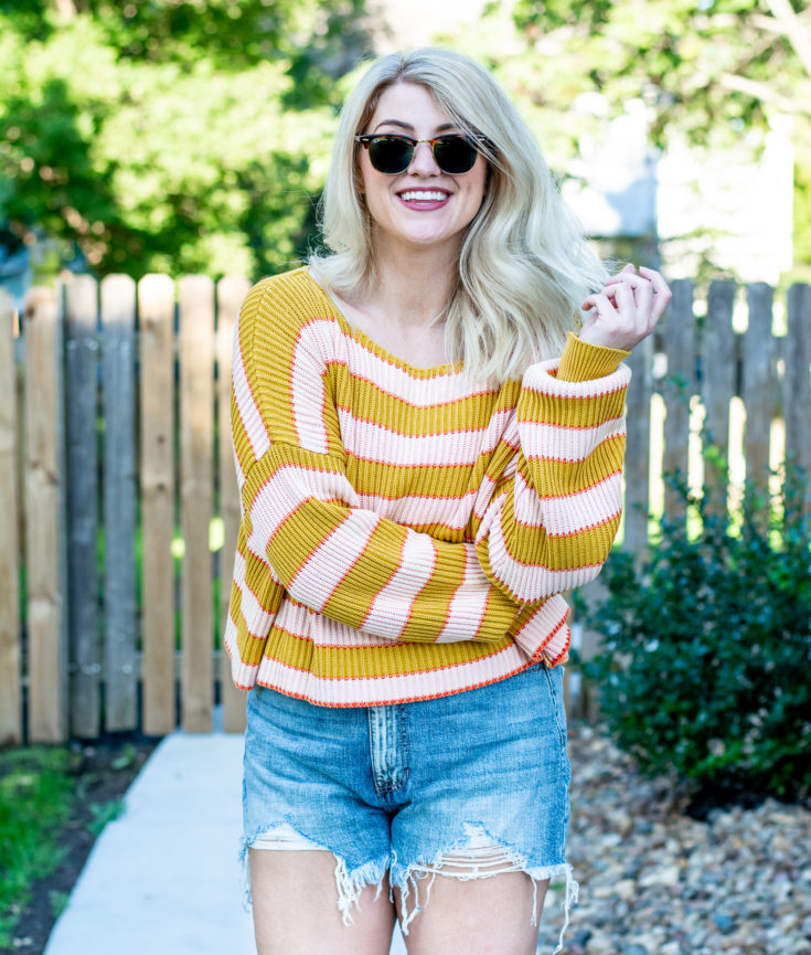 Transition Outfit: Tall Boots and Cutoff Shorts.