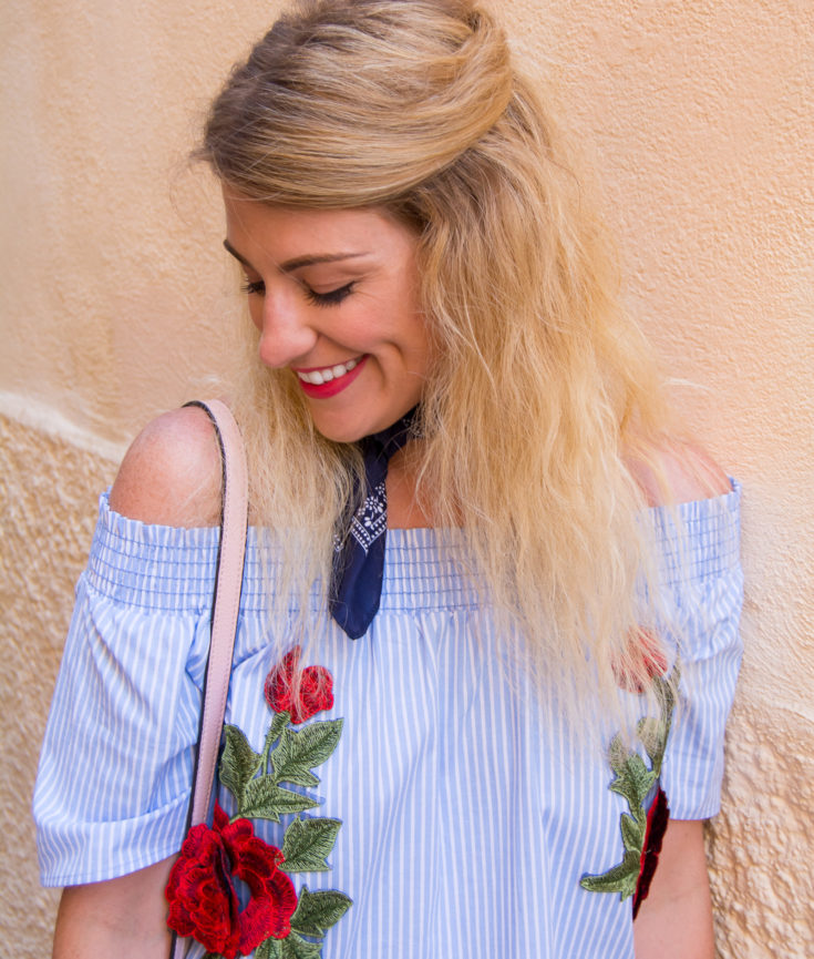 Striped + Embroidered Blouse in Crete.