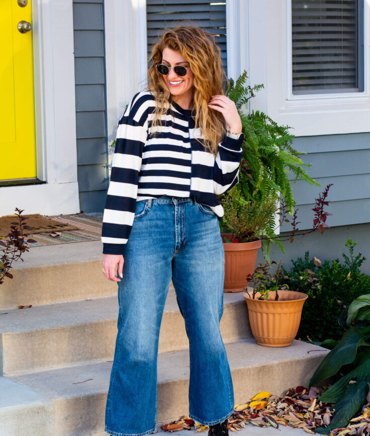 Striped Sweater and Wide-leg Jeans + a Hair Refresh for Fall.